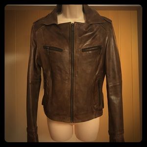 Distressed Brown Leather Jacket